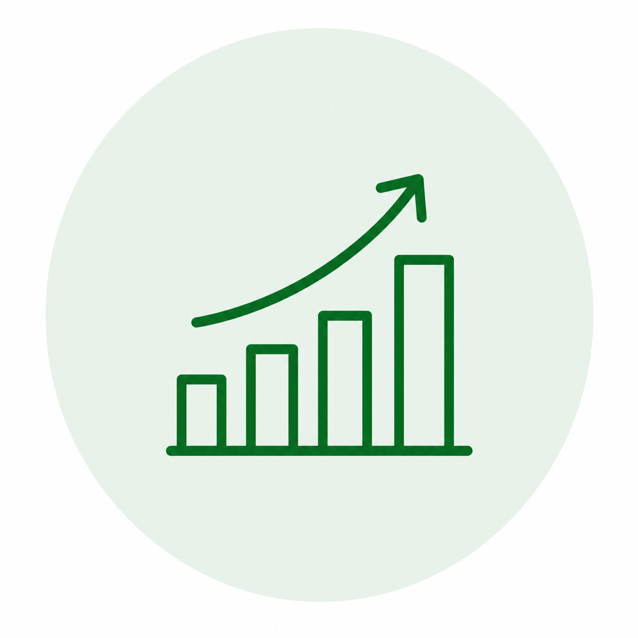 icon of a graph inclining representing positive results